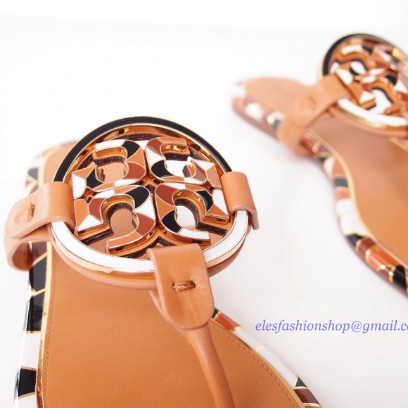 NIB Tory Burch Enamel Miller Sandals Elba Camello US 7 AUTHETNIC - Picture 10 of 15